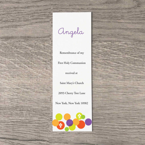 personalized modern first communion bookmark