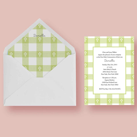 First Communion Gingham Card 2