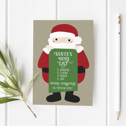 Santa's Good List Personalized Greeting Card