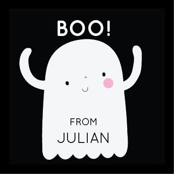 personalized boo ghost label for halloween treat bags