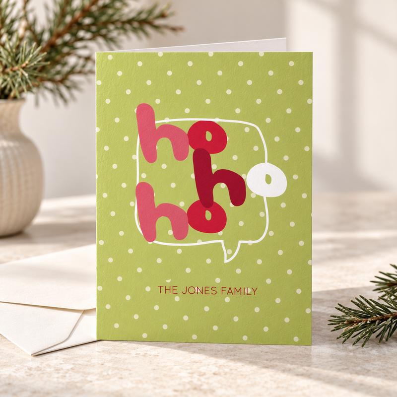 Personalized Ho Ho Ho holiday greeting card