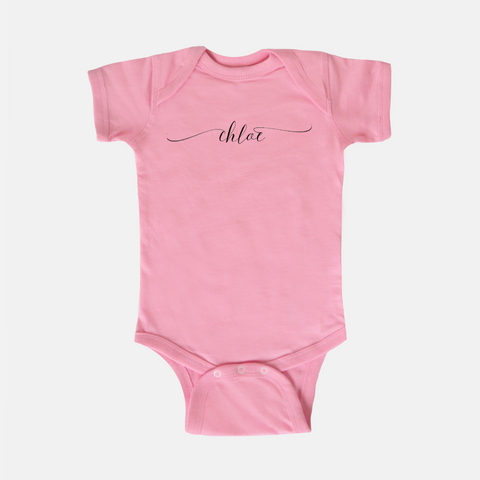 baby pink personalized onesie 