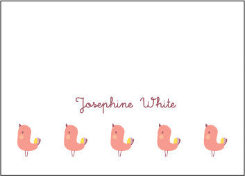 Pink Bird Folded Card Set with envelopes