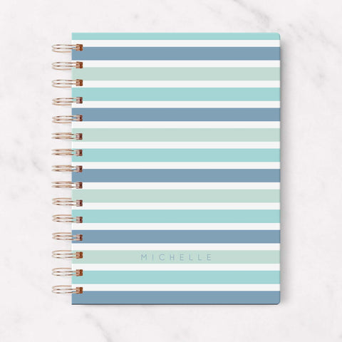 Aqua Stripes Blank Planner