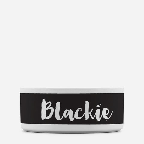 personalized pet bowl black and white