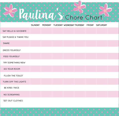 Girly Chore Chart