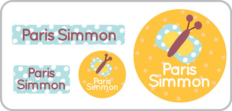 Butterfly personalized waterproof clothing labels for girls