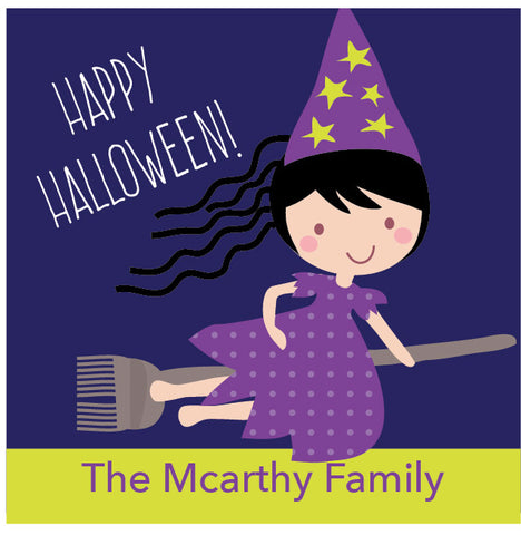 personalized little witch halloween label