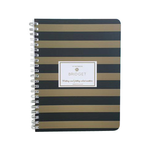 Gold  & Black Stripes Mini Notebook