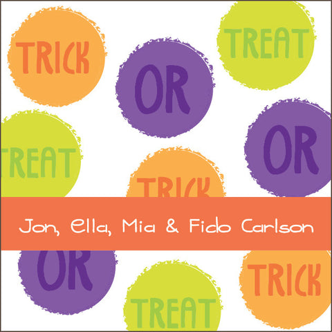 personalized halloweeen polka dots label for party favors