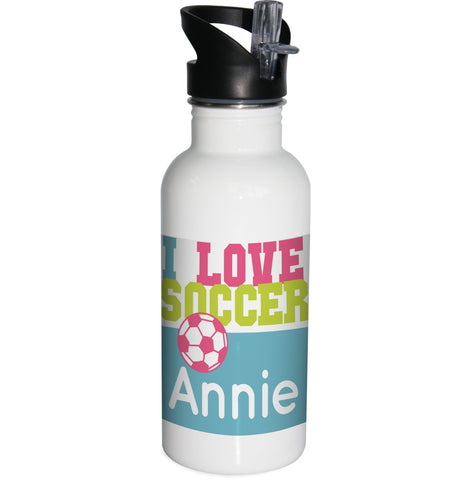 I Love Soccer Water Bottle