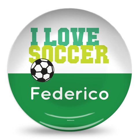 I Love Soccer personalized plate