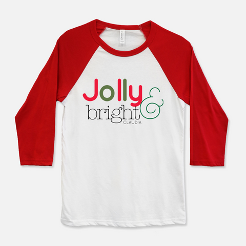 Jolly and Bright Christmas personalized tshirt for woman