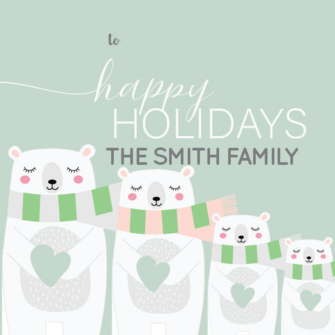 polar family 3 bears holiday personalized label