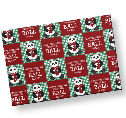 panda checkerboard wrapping paper