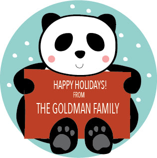 panda winter gift label