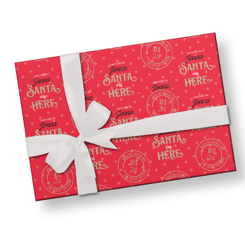 Santa was Here Red Gift Wrap