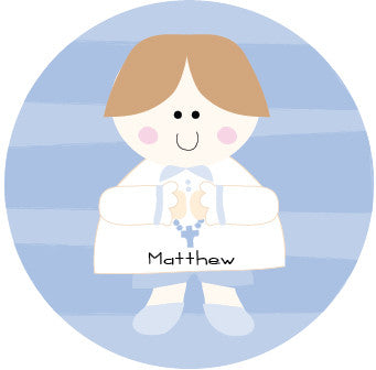 Religious Boy Favor Label