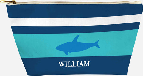 personalized shark travel pouch