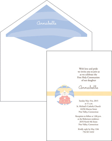 First Communion Girl Angel Card