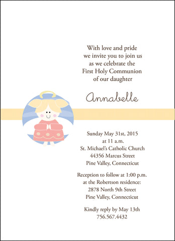 First Communion Girl Angel Card