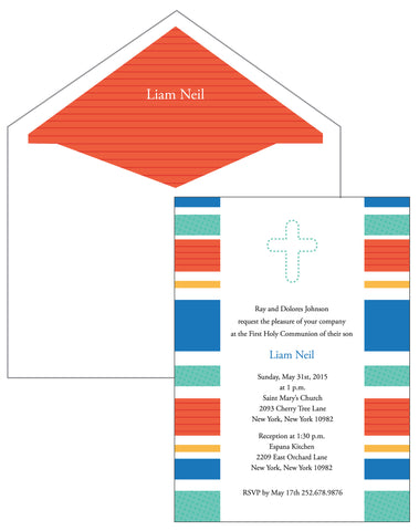 First Communion Colorful Bands Card