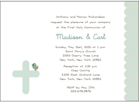 First Communion Bird Card