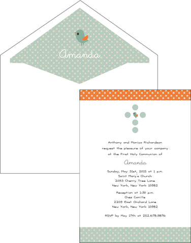First Communion Blue Bird Card