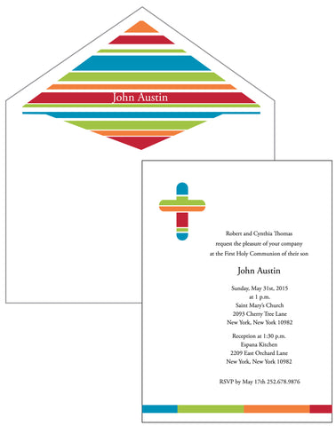 First Communion Striped Cross