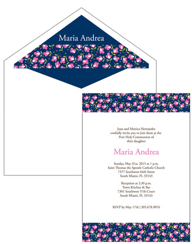 First Communion Flower Pattern Card