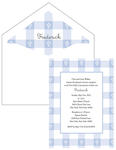 First Communion Gingham Card