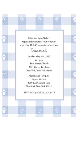 First Communion Gingham Card