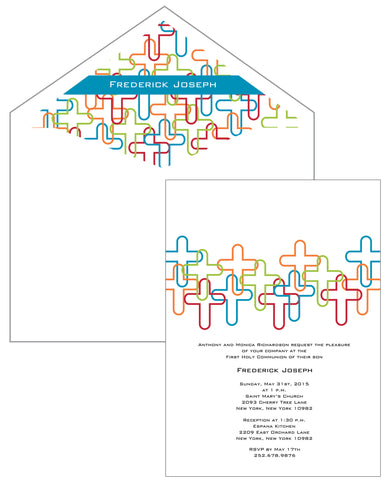 First Communion Overlapped Crosses Card