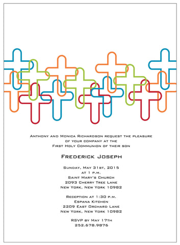 First Communion Overlapped Crosses Card