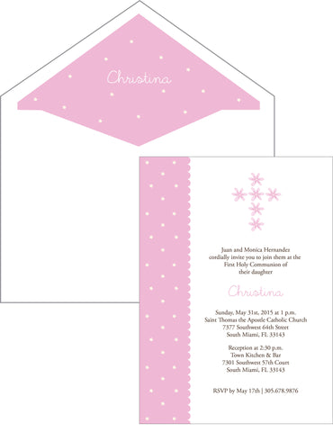 First Communion Pretty in Pink Card