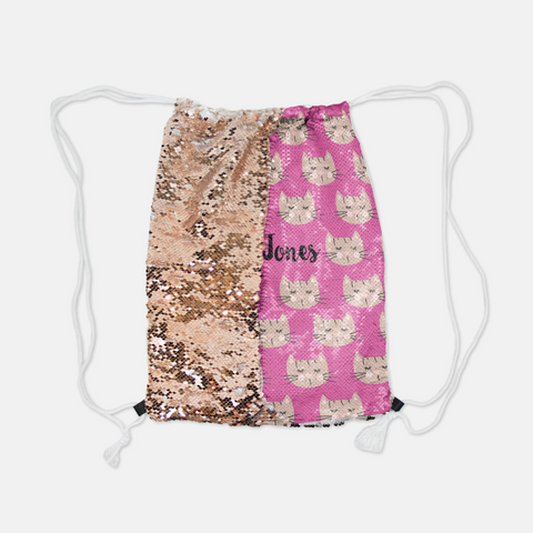 cat personalized sequin backpack