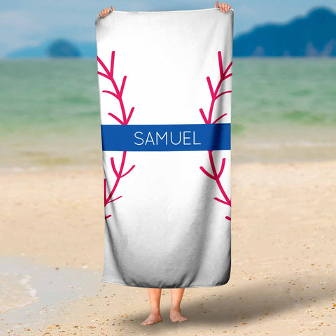 personalized baseball beach towel for boys