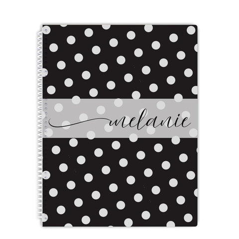 personalized black and white notebook