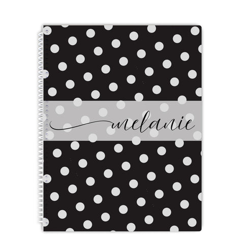 personalized black and white notebook