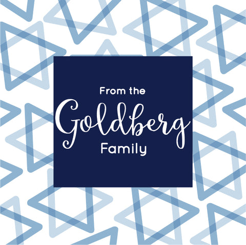 Blue stars personalized Hanukkah and holiday labels