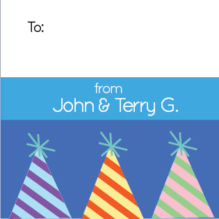 Blue Party Hats Gift Label