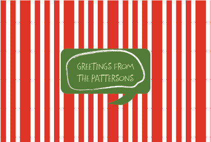 Candy cane personalized Christmas folded note cards with envelopes