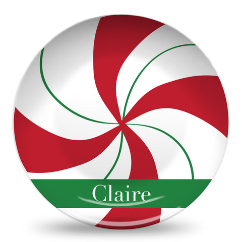 candy mint holiday personalized plate