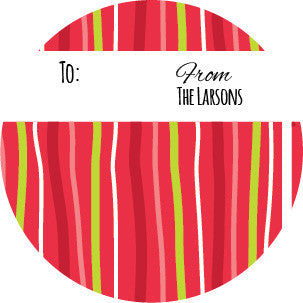 Personalized Christmas stripes gift labels