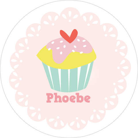 Pink Cupcake Water Resistant Labels
