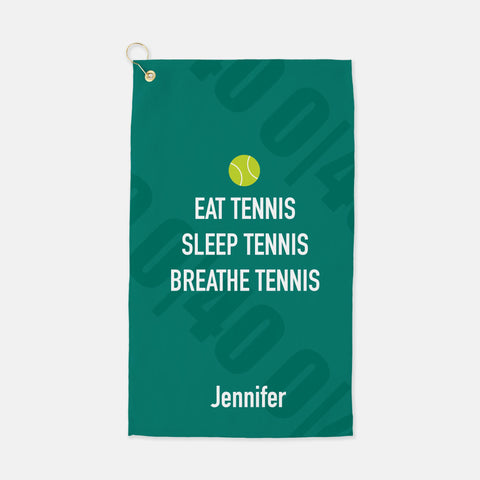 Eat , sleep breathe tennis personalized towel