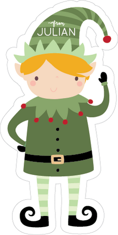 contoured cut elf holiday shaped sticker