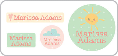 Sun and clouds waterproof labels for girls