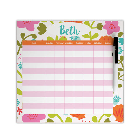 personalized floral chore chart for girls