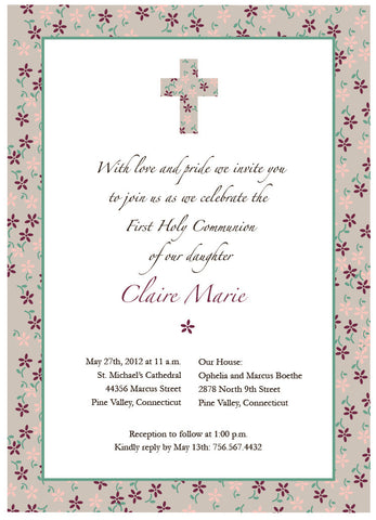 First Communion Flower Card